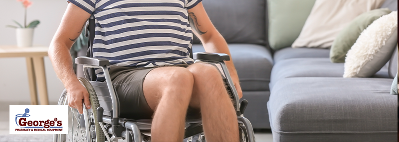 Man sitting in wheelchair in their home